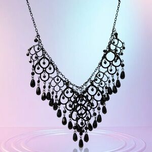 Elegant Black Chandelier Necklace